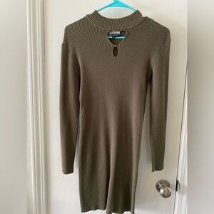 Ribbed Olive Green Dress